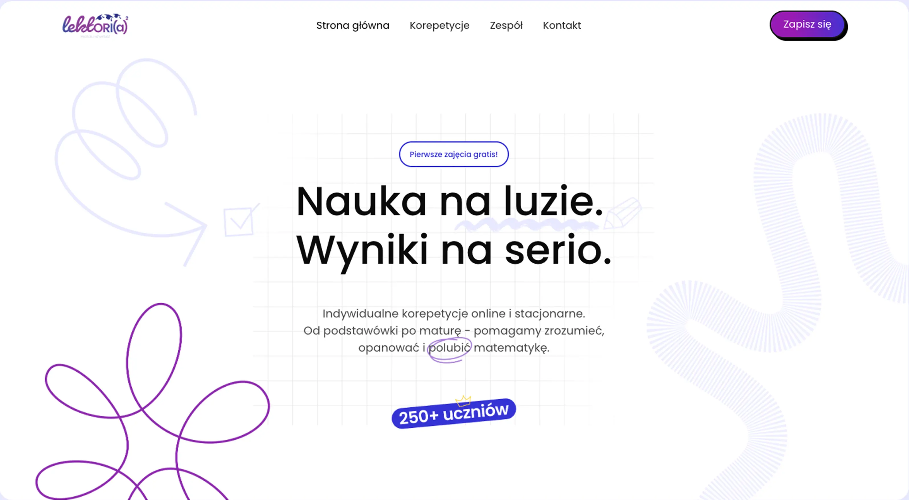 Zrzut ekranu strony Lektoria